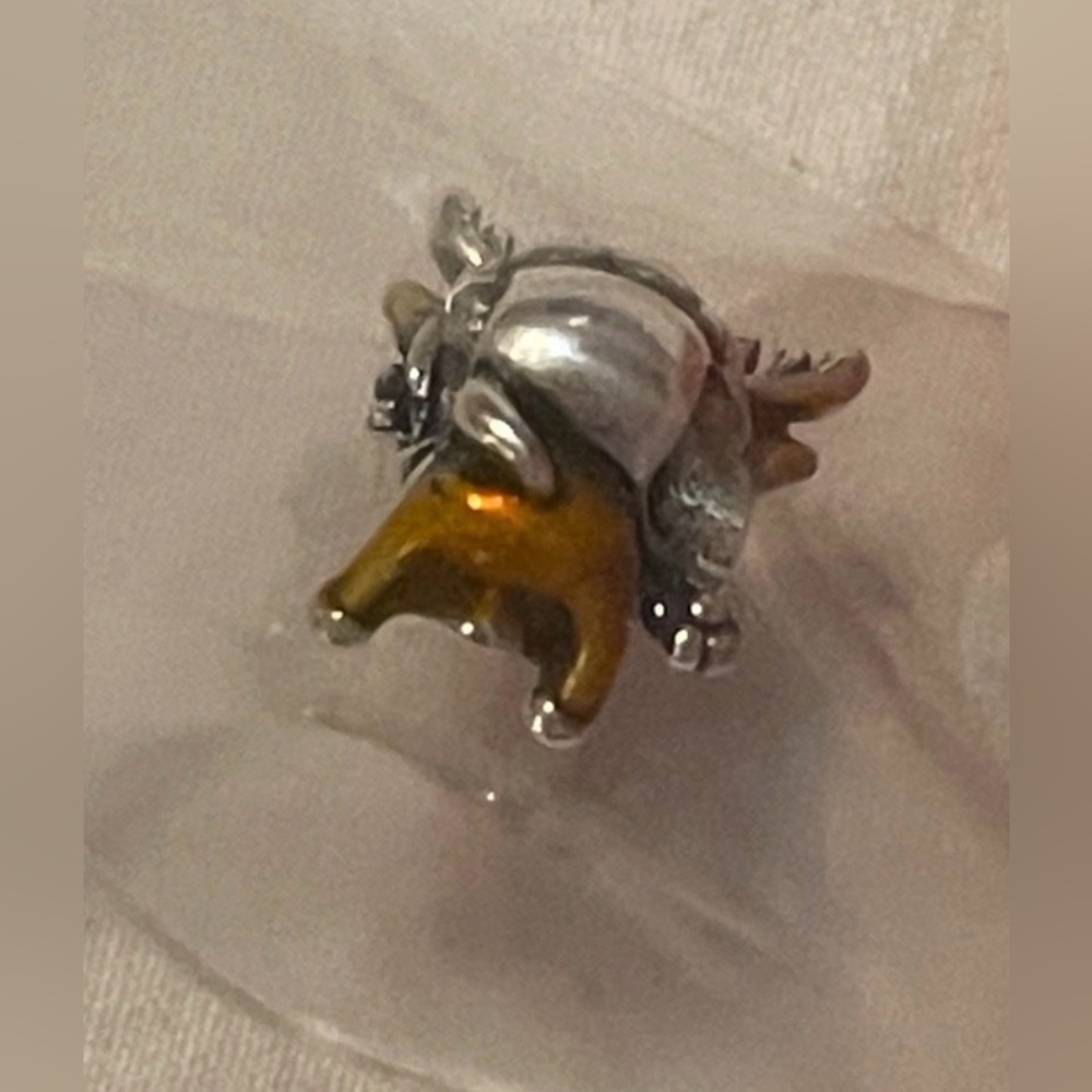 Festive Reindeer Charm with Red Hat and Green Heart - Picture 7 of 7
